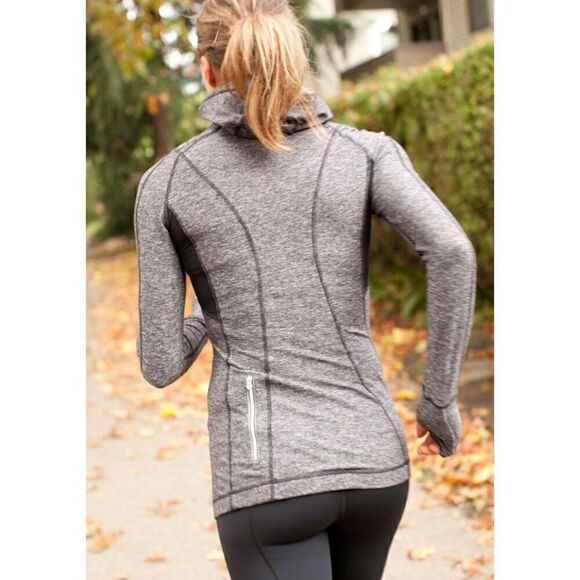 Lululemon Run Back On Track Pullover Heathered Black Hoodie Size 8 - Picture 4 of 7